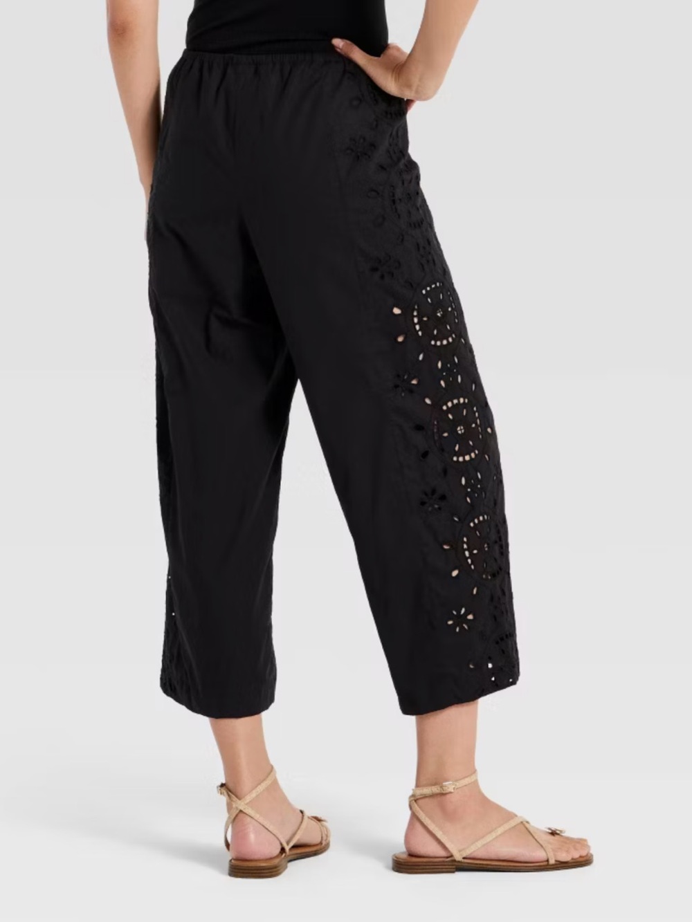 A New Day 100% Cotton Cropped Eyelet Pull-On Pants Size XXL NWT